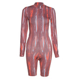 Women's Spring Clothing Fashion Sexy Tight Stand Collar Sports Jumpsuit
