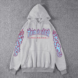 Thrasher Hoodie Fleece-Lined Thick Style Men's and Women's Thrasher Flame Sweater