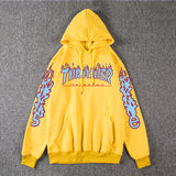 Thrasher Hoodie Fleece-Lined Thick Style Men's and Women's Thrasher Flame Sweater