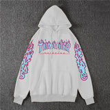 Thrasher Hoodie Fleece-Lined Thick Style Men's and Women's Thrasher Flame Sweater