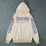 Thrasher Hoodie Fleece-Lined Thick Style Men's and Women's Thrasher Flame Sweater