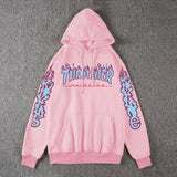 Thrasher Hoodie Fleece-Lined Thick Style Men's and Women's Thrasher Flame Sweater