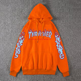 Thrasher Hoodie Fleece-Lined Thick Style Men's and Women's Thrasher Flame Sweater