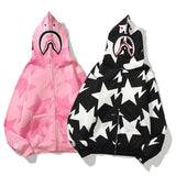 Shark Print Hoodie Sweater Coat Hoodie Male and Female Couples Wear