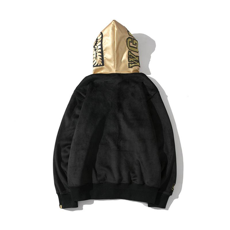 Shark Print Hoodie Shark Coat Black Gold Zipper Price