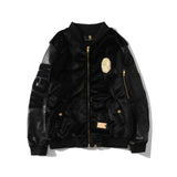 BAPE Varsity Jacket Embroidery Stitching Leather Sleeve Cotton Coat Jacket Coat