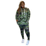 Women Plus Size Co-Ords Camouflage Print Knitted Fashion Casual Two-Piece Suit