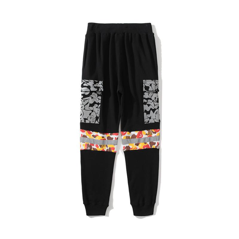 Shark Print Pant Shark Ape Head Camouflage Reflective Pocket Trousers Loose Casual