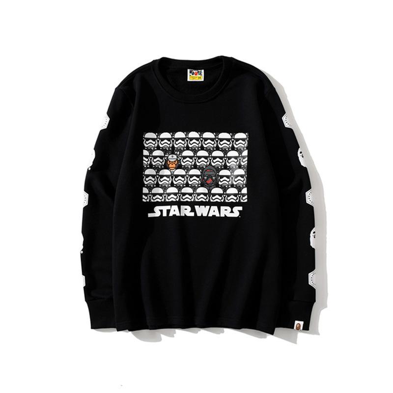 Shark Print Sweatshirts Ape Head and Star Wars White Warrior Loose Casual Couple Pullover Sweatshirt