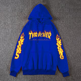 Thrasher Hoodie Fleece-Lined Thick Style Men's and Women's Thrasher Flame Sweater
