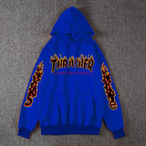 Thrasher Hoodie Fleece-Lined Thick Style Men's and Women's Thrasher Flame Sweater
