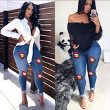 Women Plus Size Jeans High Stretch Denim Slim Fit Pencil Pants