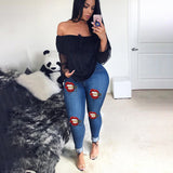 Women Plus Size Jeans High Stretch Denim Slim Fit Pencil Pants