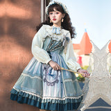 Gothic Lolita Harajuku Style Clothing Olita Skirt JSK Vintage Pastoral Style Small Skirt Autumn and Winter Full Set