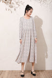 Women Plus Size Maxi Dresses Vintage Floral Long Sleeve Loose Long Dress