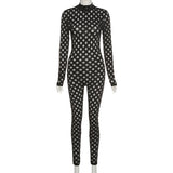 Fall Women's Clothing New Fashion Sexy Hollow out Sports Jumpsuit