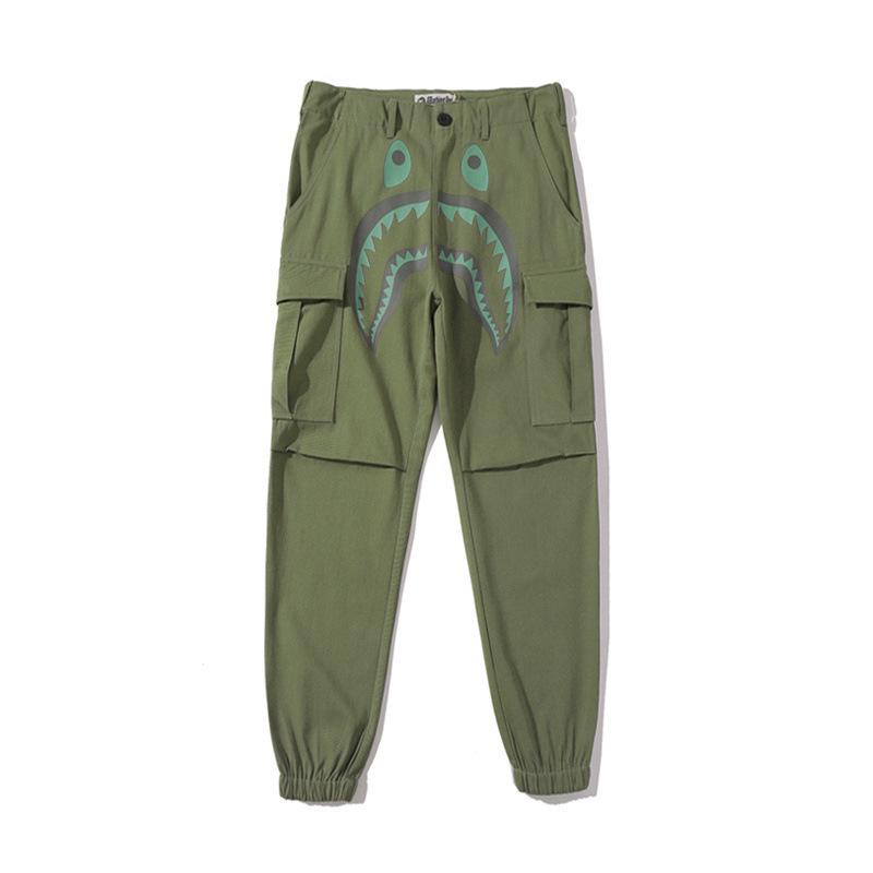 Shark Print Pant Men's Shark Head Printed Ankle-Tied Overalls Trousers