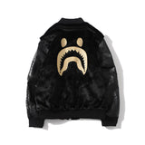 BAPE Varsity Jacket Embroidery Stitching Leather Sleeve Cotton Coat Jacket Coat