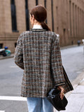 Women Plus Size Tops Vintage Plaid Coat