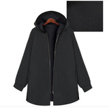 Women Plus Size Tops Thickened Long Sleeve Hooded Jacket Loose Zipper Simple Cardigan Sweater