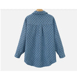 Women Plus Size Tops Printed Polka Dot Long Sleeve Shirt Loose Lapels Shirt