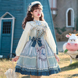 Gothic Lolita Harajuku Style Clothing Olita Skirt JSK Vintage Pastoral Style Small Skirt Autumn and Winter Full Set