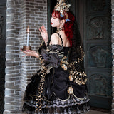 Gothic Lolita Harajuku Style Clothing Lolita Dress Thorn Golden Lily JSK Elegant Palace Style Black Gold Tea Party Skirt