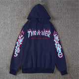 Thrasher Hoodie Fleece-Lined Thick Style Men's and Women's Thrasher Flame Sweater