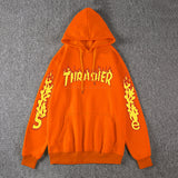 Thrasher Hoodie Fleece-Lined Thick Style Men's and Women's Thrasher Flame Sweater