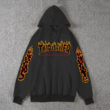 Thrasher Hoodie Fleece-Lined Thick Style Men's and Women's Thrasher Flame Sweater