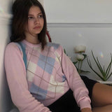 Preppy Aesthetic Outfits Autumn and Winter Woolen Long-Sleeved Top Casual Loose Knitted Sweater