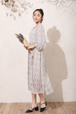 Women Plus Size Maxi Dresses Vintage Floral Long Sleeve Loose Long Dress