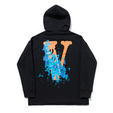 999 Vlone Hoodie Big V Letter 999 Splash Ink Printed Hoodie