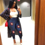 Women Plus Size Jeans High Stretch Denim Slim Fit Pencil Pants