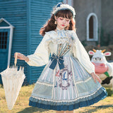 Gothic Lolita Harajuku Style Clothing Olita Skirt JSK Vintage Pastoral Style Small Skirt Autumn and Winter Full Set