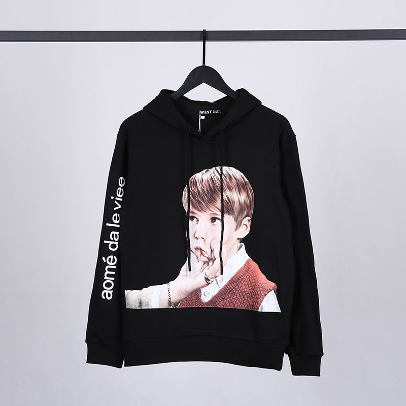 Charlie Luciano Hoodie Autumn And Winter Pinch Mouth Little Boy Hooded Sweater Sweater Pure Cotton