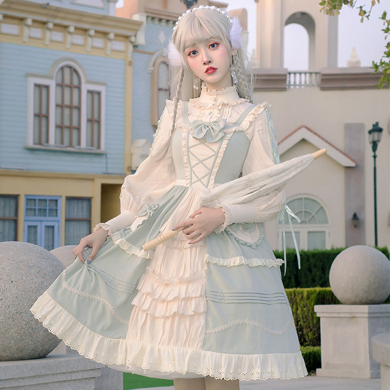 Gothic Lolita Harajuku Style Clothing Lolita Dress JSK Japanese Pastoral Style Grass Color Small Skirt