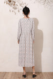 Women Plus Size Maxi Dresses Vintage Floral Long Sleeve Loose Long Dress