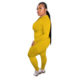 Women Plus Size Co-Ords Solid Color Knitted Fashion Casual Two-Piece Suit