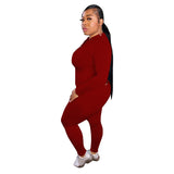 Women Plus Size Co-Ords Solid Color Knitted Fashion Casual Two-Piece Suit