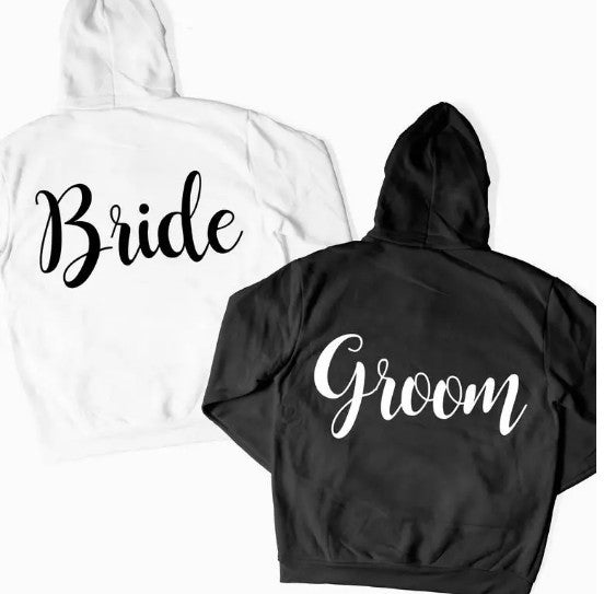 Slogan Graphic Hoodie  Bride Groom