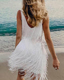 Semi Formal Dresses for Wedding Women's Sexy Tassel V-neck Slim Dress