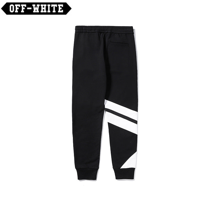 Off White Winter Pants Autumn Embroidered Color Matching Casual Trousers for Men and Women
