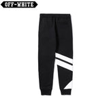 Off White Winter Pants Autumn Embroidered Color Matching Casual Trousers for Men and Women