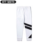 Off White Winter Pants Autumn Embroidered Color Matching Casual Trousers for Men and Women