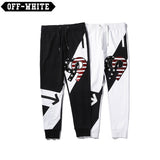 Off White Winter Pants Autumn Embroidered Color Matching Casual Trousers for Men and Women