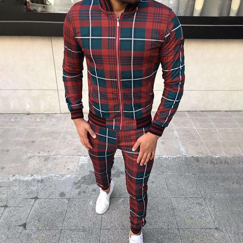 Men′s Athletic Tracksuit Sweat Suits for Men Outfits Spring and Autumn Fashionable Fitted Long Sleeve Coat Smart Trousers Trendy Men