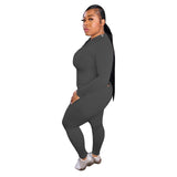 Women Plus Size Co-Ords Solid Color Knitted Fashion Casual Two-Piece Suit