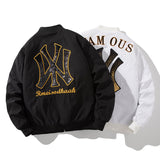 New York NYC Varsity Jacket Couple Baseball Uniform Sequined Embroidered Coat