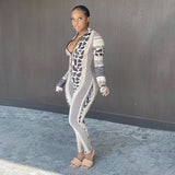 Women's Spring Clothing Fashion Stand-up Collar Slim Fit Printed Sports Jumpsuit